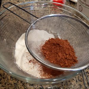 Sift flour and chocolate powder