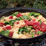 Spinach and beets in quinoa and orange dressing
