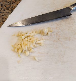 Chop the garlic finely