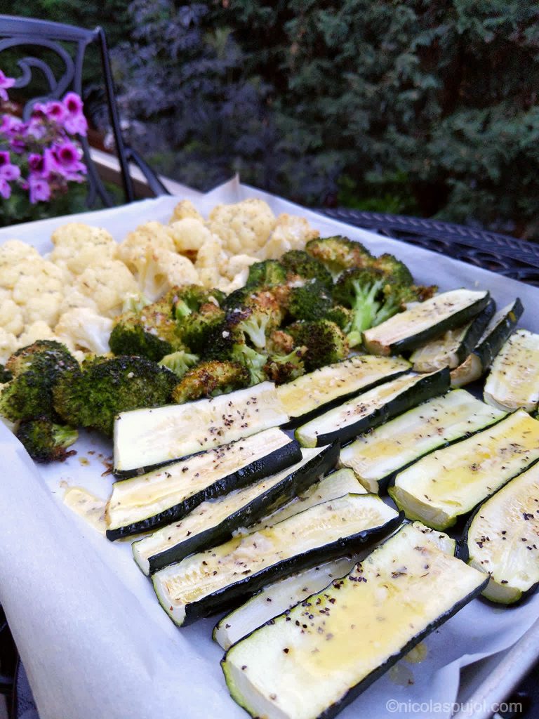 Baked cauliflower zucchini and broccoli