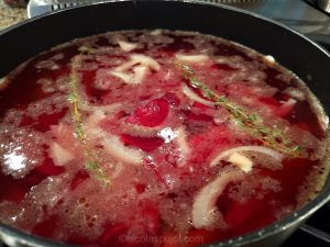 Cooking the vegan beet soup