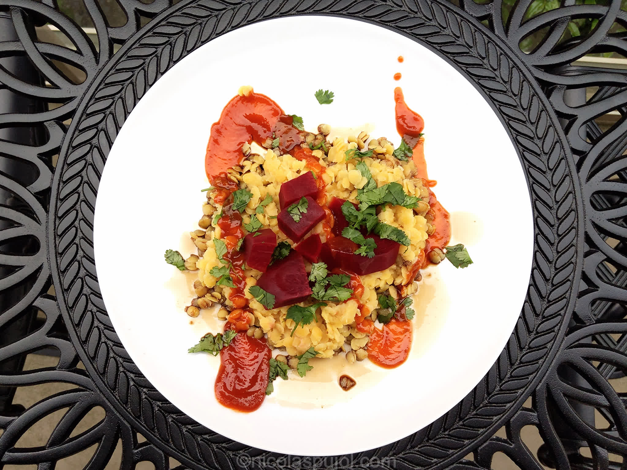 Split pigeon peas and red beets salad (oilfree) Salads